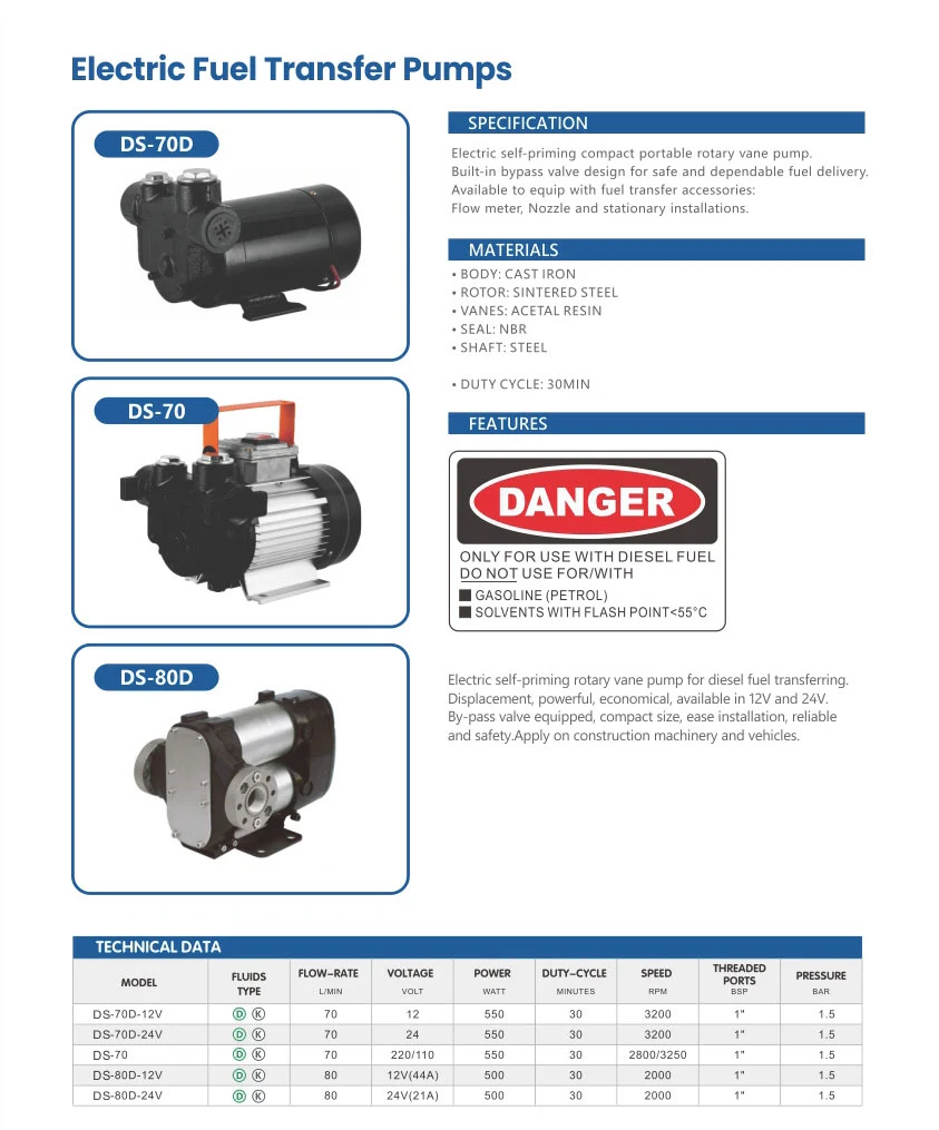 DS 70D Electric Fuel Transfer Pumps DS 70D Electric Fuel Transfer Pumps