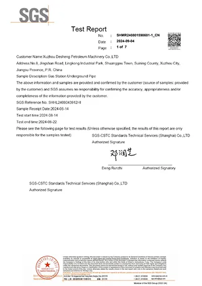Inspection Report (Gas Station Underground Pipeline) Inspection Report (Gas Station Underground Pipeline)